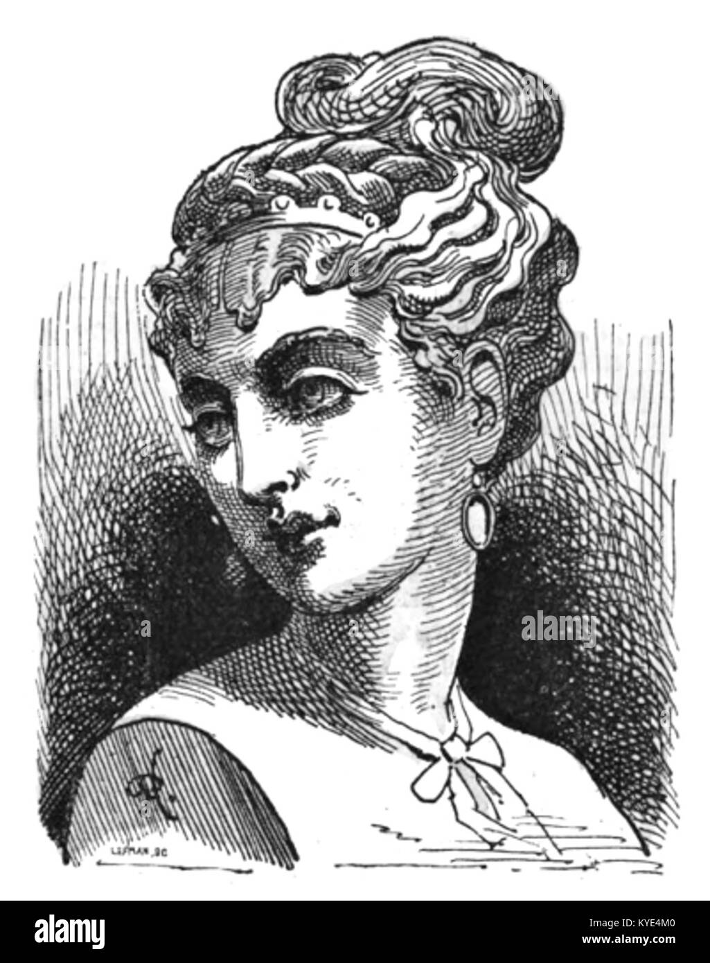 Ein Porträt aus Le Trombinoscope von Touchatout, Teil einer Sammlung von Karikaturporträts aus dem 19. Jahrhundert. Die Serie reflektiert die künstlerische und soziale Dokumentation von Persönlichkeiten des öffentlichen Lebens durch Humor und Illustration. Stockfoto