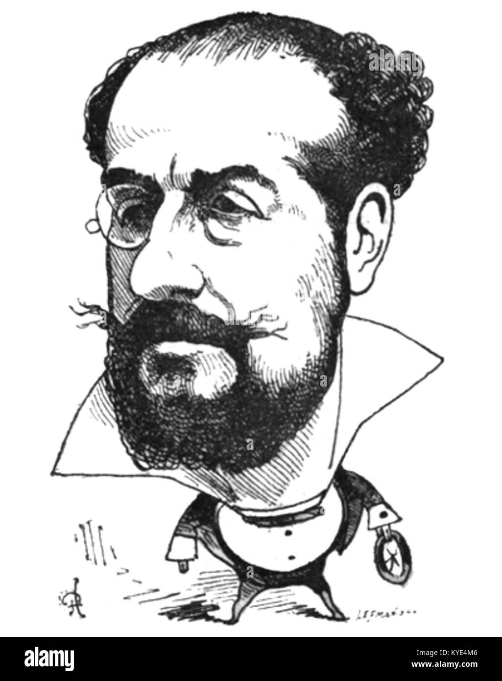 Ein Porträt aus Touchatouts „Le Trombinoscope“, Nummer 191, das eine französische Persönlichkeit aus dem 19. Jahrhundert zeigt, die in einer historischen Fotoserie aufgenommen wurde. Stockfoto