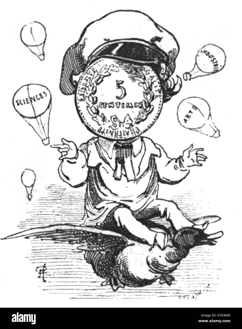 Ein Porträt aus Touchatouts „Le Trombinoscope“, das ein nicht identifiziertes Individuum zeigt, repräsentativ für den künstlerischen und fotografischen Stil des späten 19. Jahrhunderts in Frankreich. Stockfoto