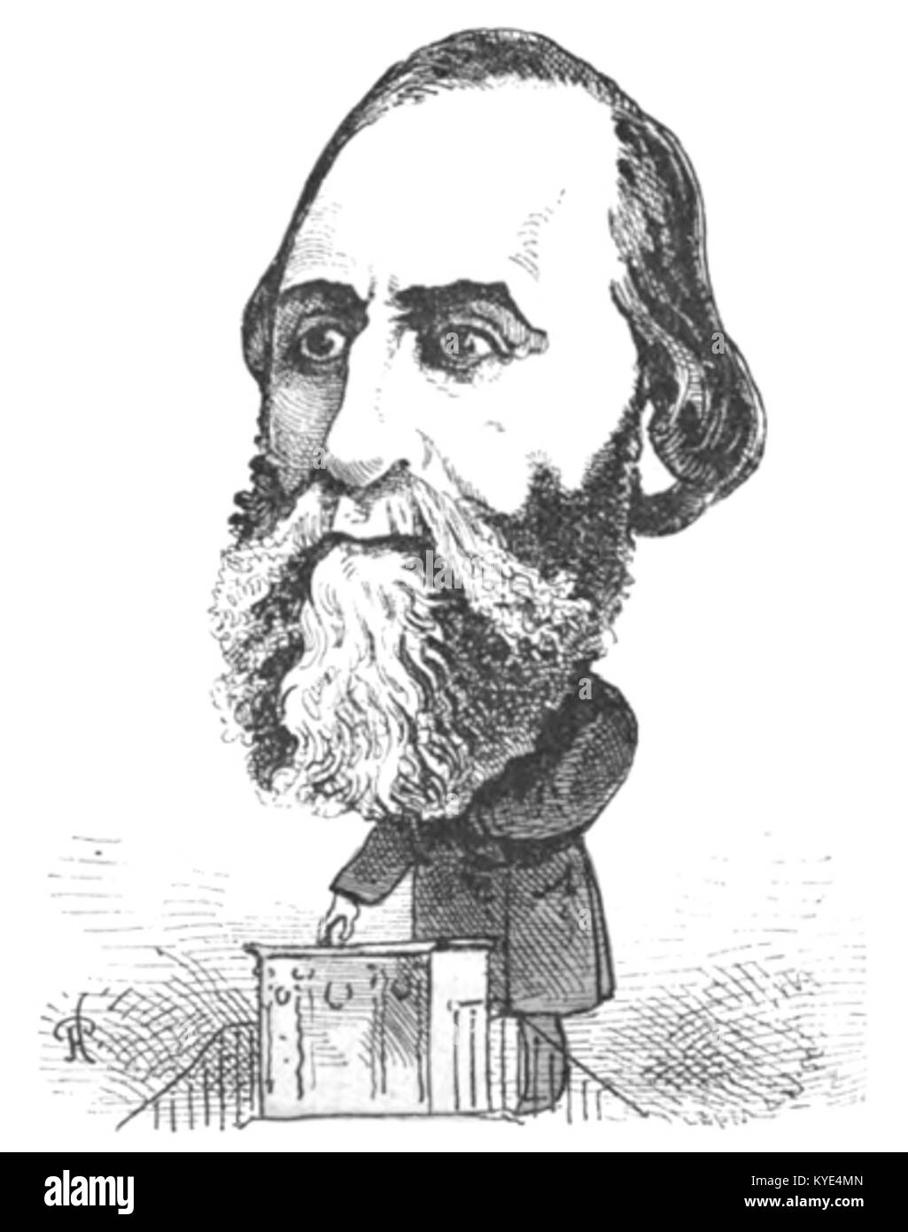 Ein Porträt aus Touchatouts Serie „Le Trombinoscope“, Nummer 206, das eine bemerkenswerte französische Figur aus dem 19. Jahrhundert darstellt und ein Beispiel für die Porträtfotografie des späten 19. Jahrhunderts darstellt. Stockfoto