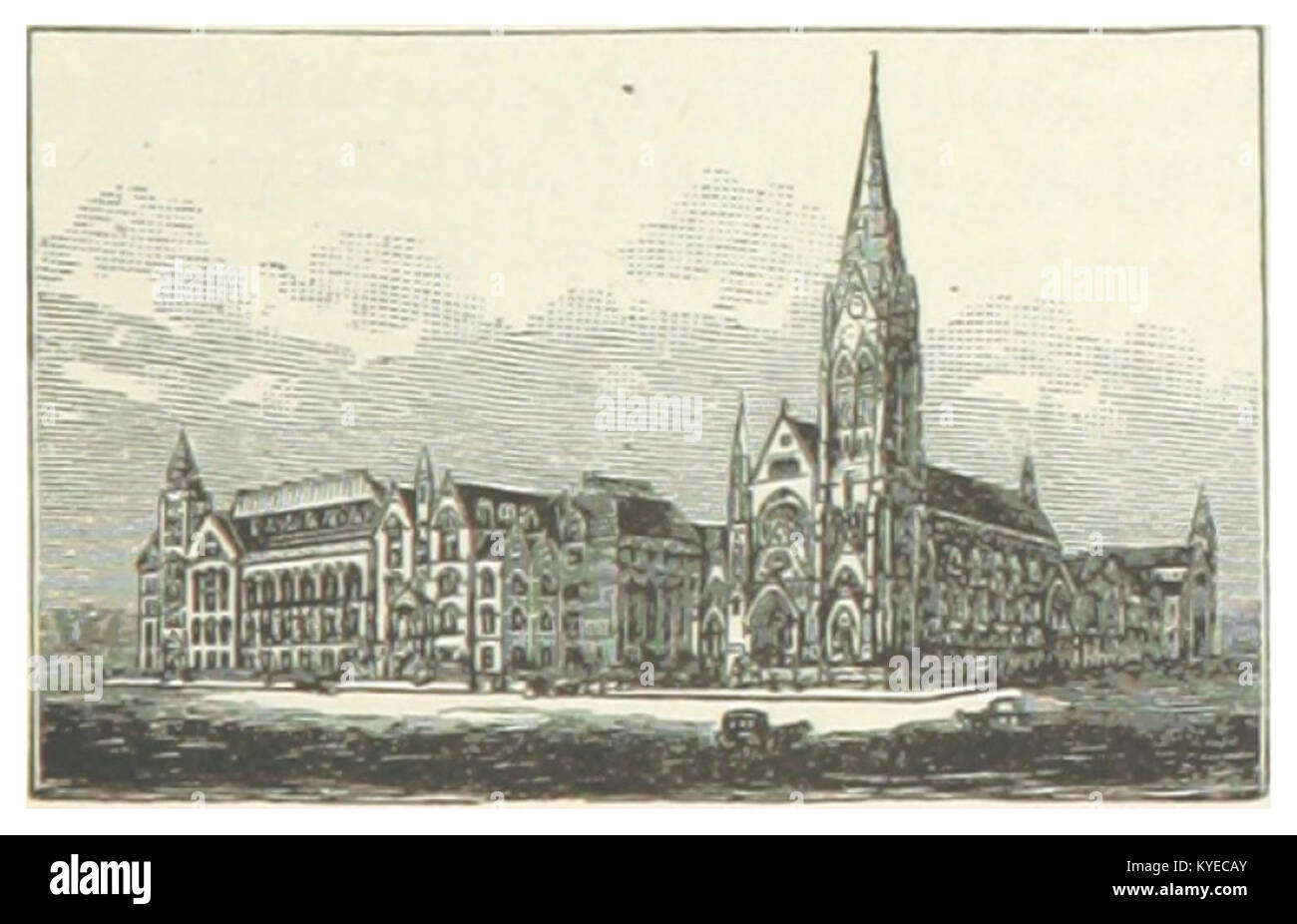 Die St. Xavier Church, auch College Church genannt, ist eine Jesuitengemeinde, die 1891 auf dem Campus der Saint Louis University in St. Louis, Missouri, erbaut wurde. Im Stil des Neugotischen Stils gestaltet, dient sie sowohl als Universitätskapelle als auch als Wahrzeichen der Stadt von religiöser und architektonischer Bedeutung. Stockfoto