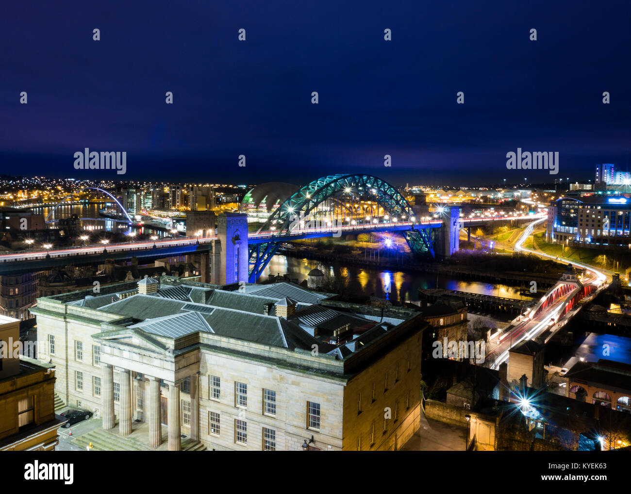 Newcastle und Gateshead bei Nacht Stockfoto