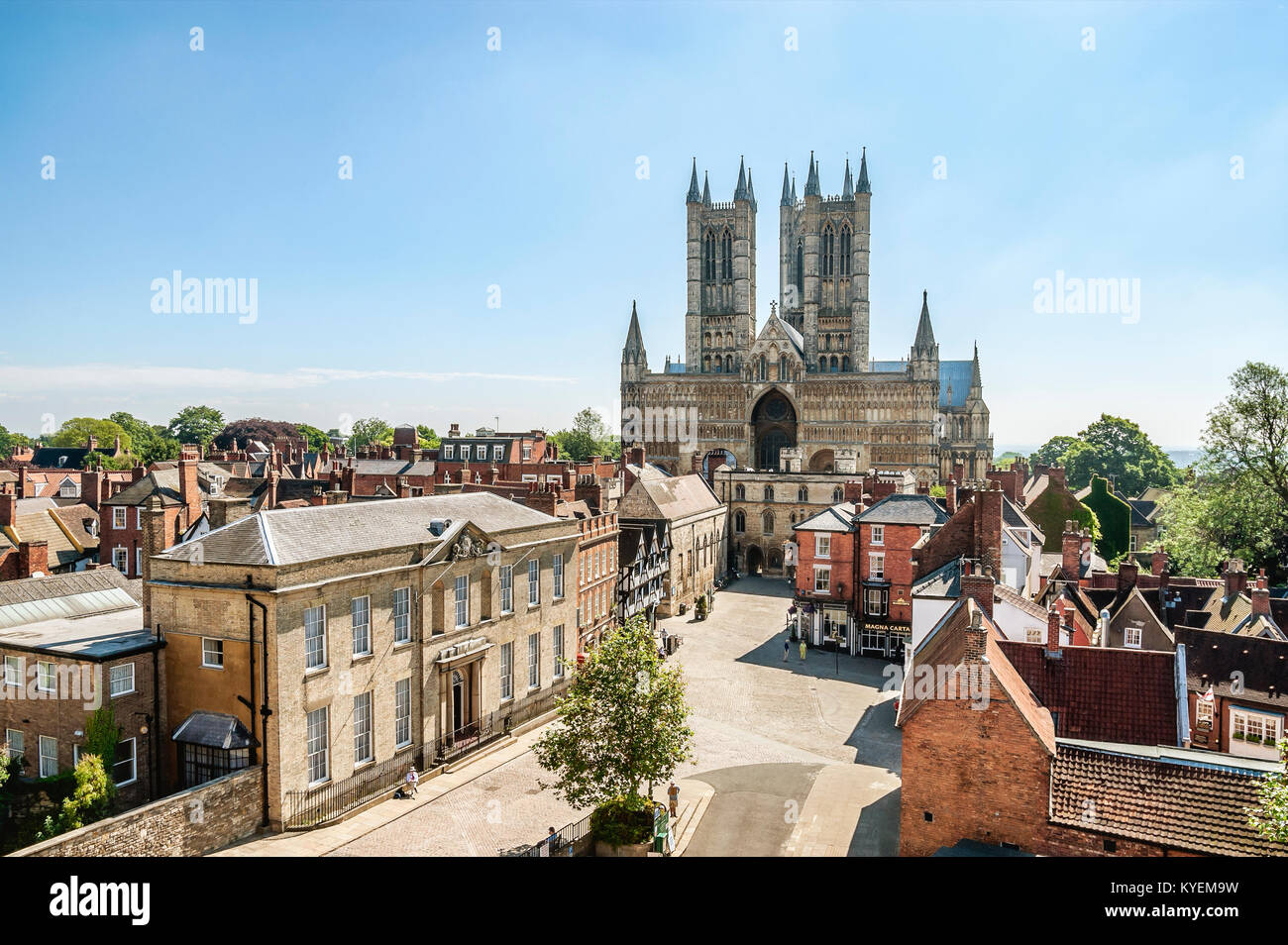 Lincoln Cathedral, in der Altstadt, ist eine historische anglikanische Kathedrale in Lincoln in England Stockfoto