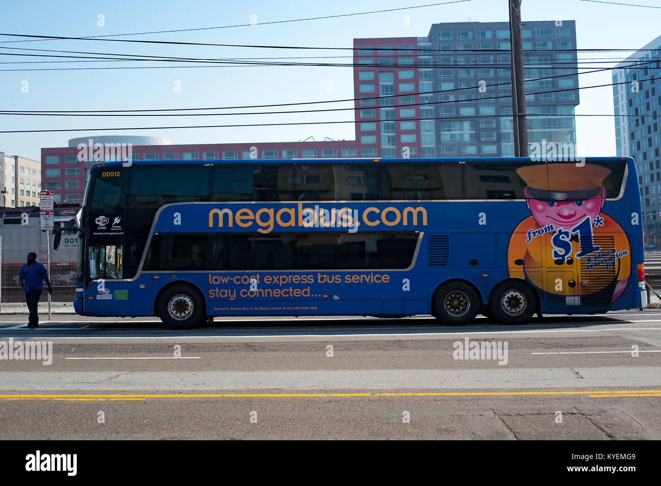 Busunternehmen aus dem Haushalt bus Travel Service Megabus im südlich der Market (SOMA) Nachbarschaft von San Francisco, Kalifornien, 13. Oktober 2017. () Stockfoto