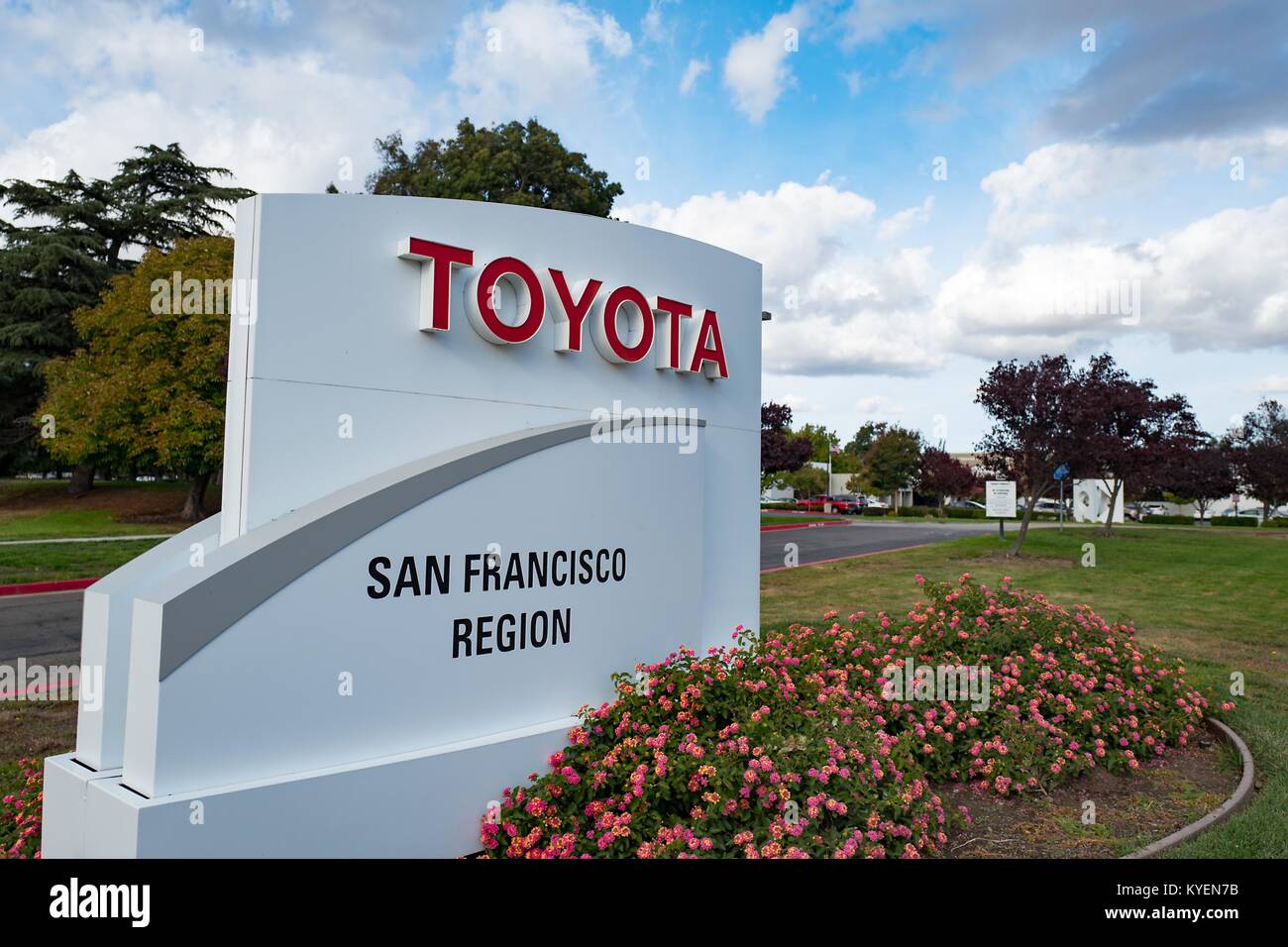 Unterschreiben Sie bei San Francisco regionale Hauptsitz der Automobilhersteller Toyota im Bishop Ranch Office Park in San Ramon, Kalifornien, 20. Oktober 2017. () Stockfoto