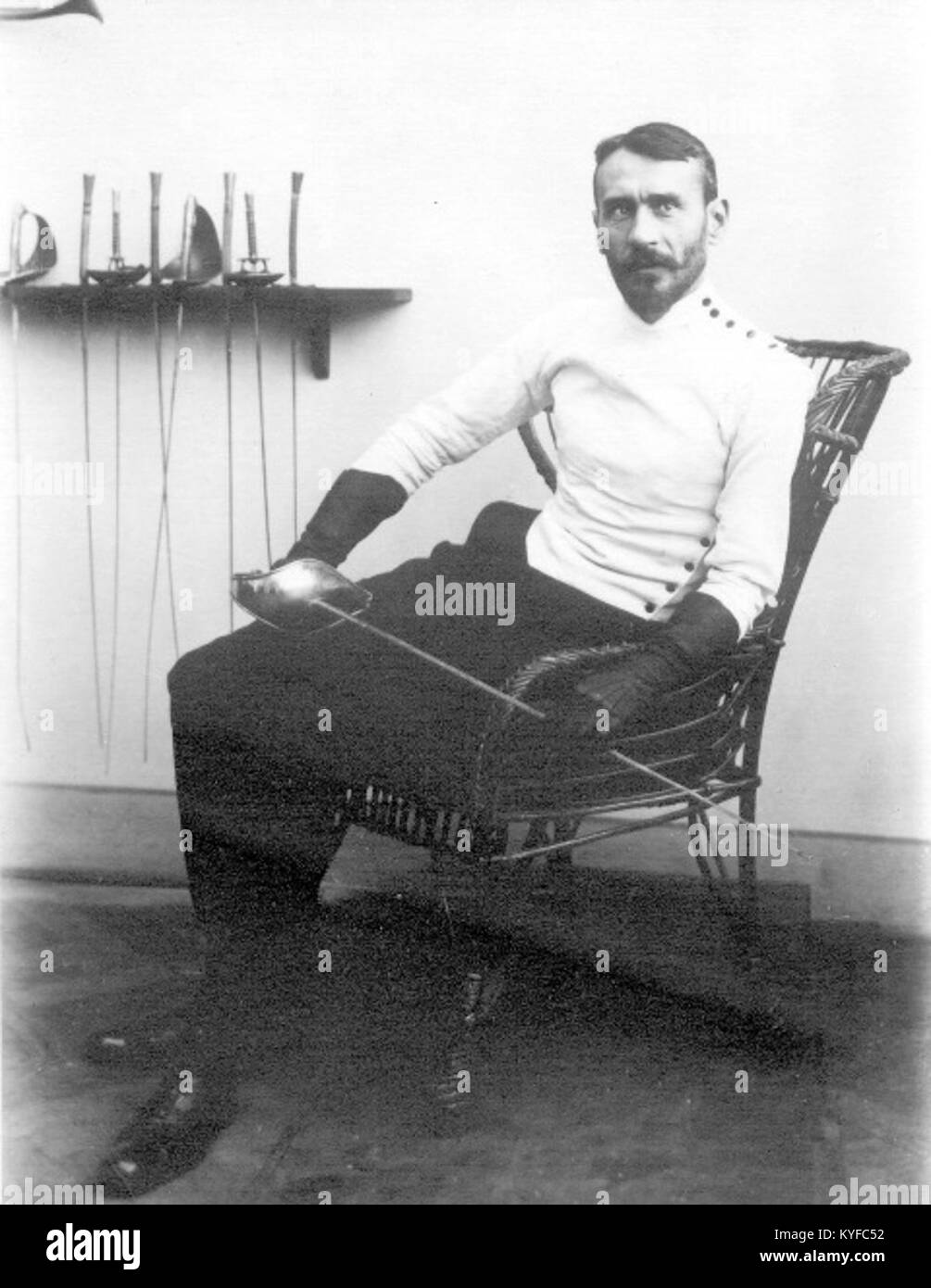 Vilém Goppold von Lobsdorf (1869–1943) war ein tschechischer Fechter, der Böhmen bei den Olympischen Spielen Anfang des 20. Jahrhunderts vertrat und zur Entwicklung des Fechten in Mitteleuropa beitrug. Stockfoto
