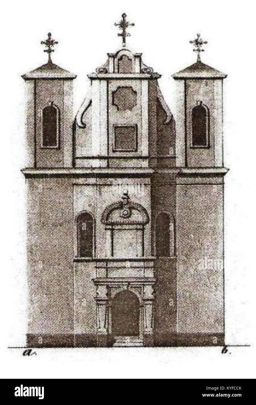 Die Dominikanerkirche in Vilnius, Litauen, ist ein religiöses Gebäude aus dem 19. Jahrhundert, das für seinen barocken architektonischen Stil und seine historische Bedeutung in der lokalen Gemeinde bekannt ist. Stockfoto