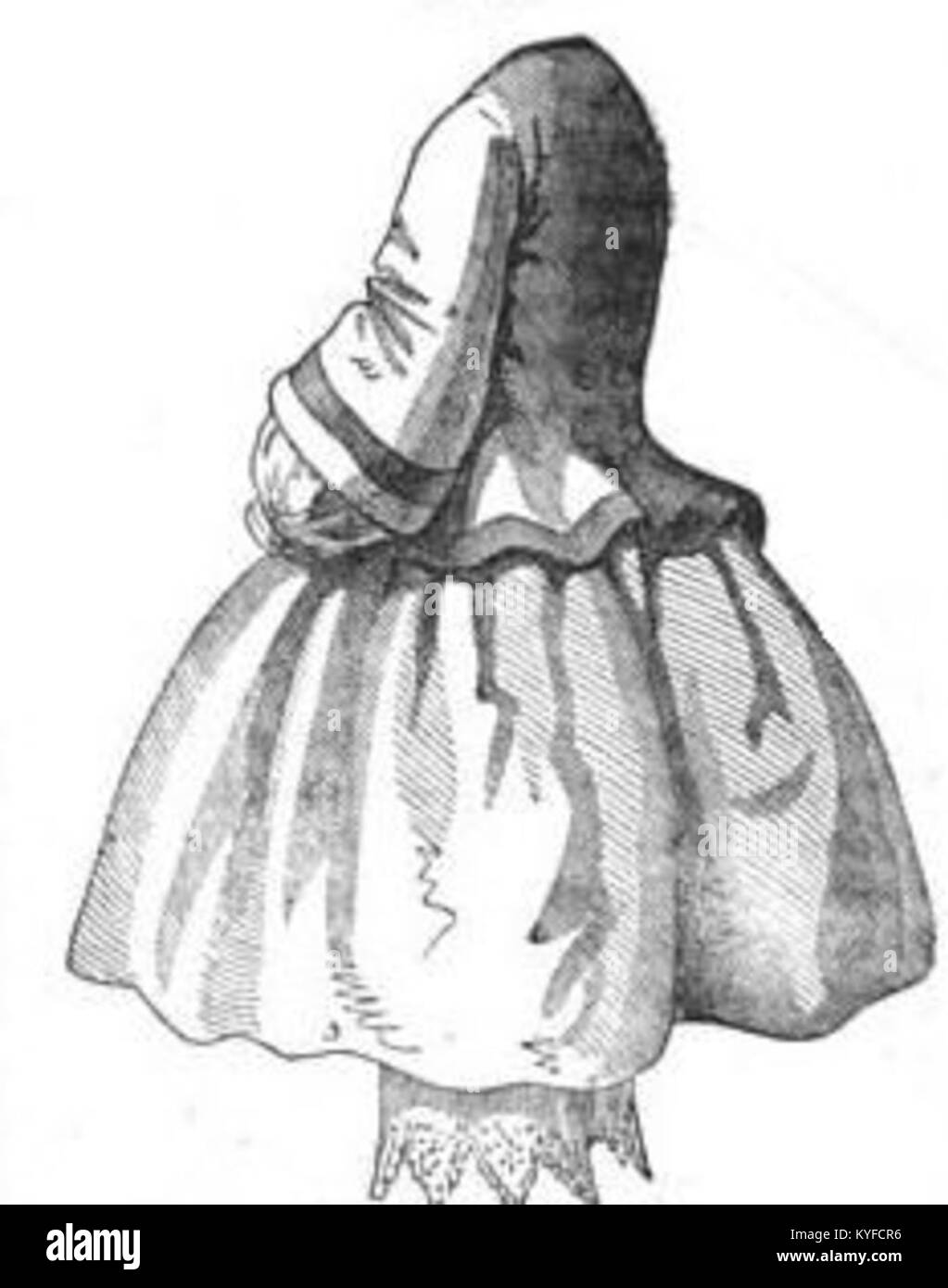 Diese Zeichnung zeigt Vintage-Kinderkleidung und zeigt Modeschmustern, Muster und Designs aus vergangenen Jahrzehnten. Stockfoto