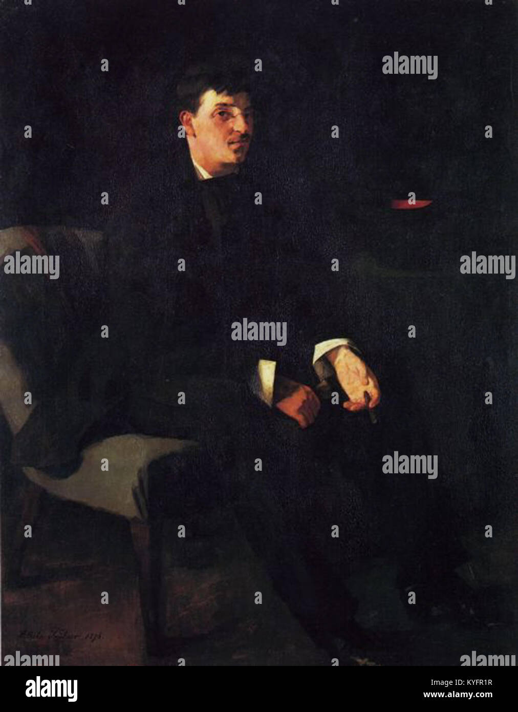 Dieses Kunstwerk von Wilhelm Trübner und Carl Schuch zeigt ihre kollaborative Herangehensweise an die Malerei, fokussiert auf den deutschen Realismus und erfasst detailgetreue, lebensechte Darstellungen von Motiven in natürlichen Umgebungen. Stockfoto