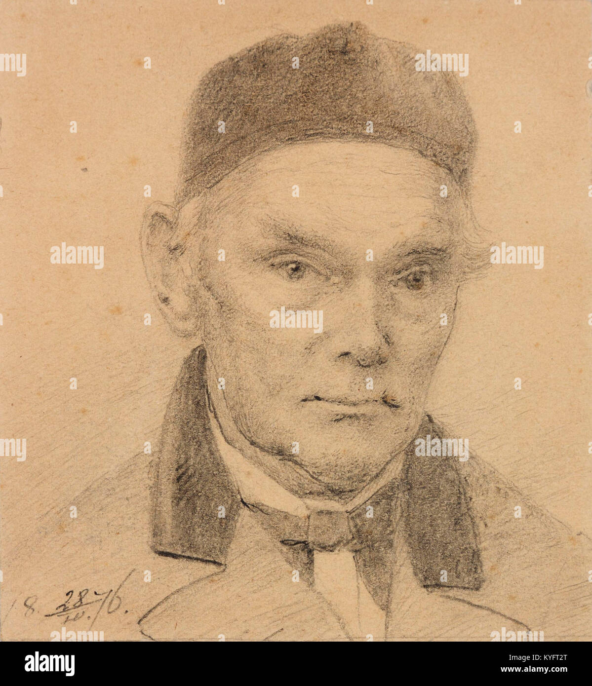 Woldemar Friedrich Krüger, Autoportree, joonistus, 1876 TKM TR 3685 B903 Stockfoto