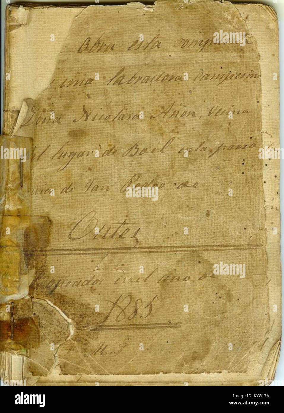 Der Bucheinband von „Nicolasa Aún Paz“ zeigt das Werk des Autors und präsentiert ein literarisches Thema oder einen historischen Kontext. Es ist eine Darstellung des Genres des Buches und seiner kulturellen Bedeutung in der literarischen Welt. Stockfoto