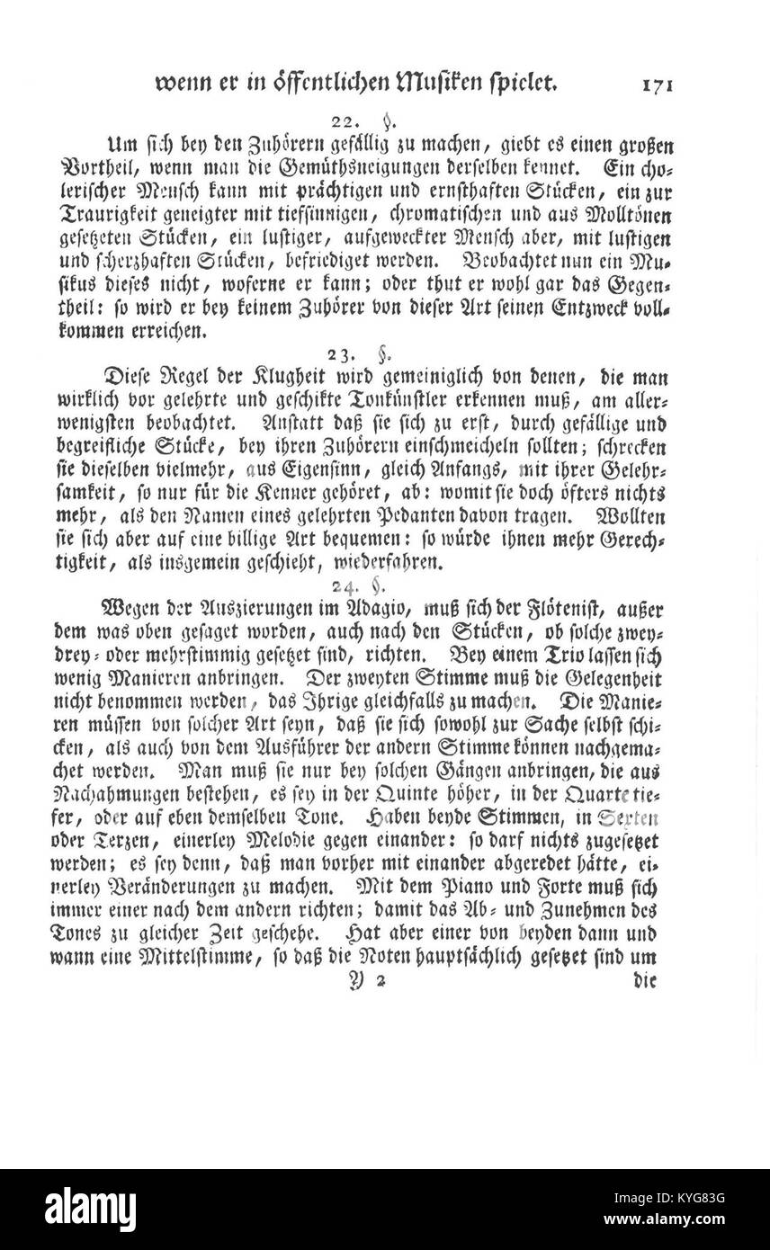 Auf dieser Seite werden Phrasen, Dynamiken und Artikulationsanleitungen für Barockflöten vorgestellt und detaillierte Anweisungen für Interpreten bereitgestellt. Stockfoto