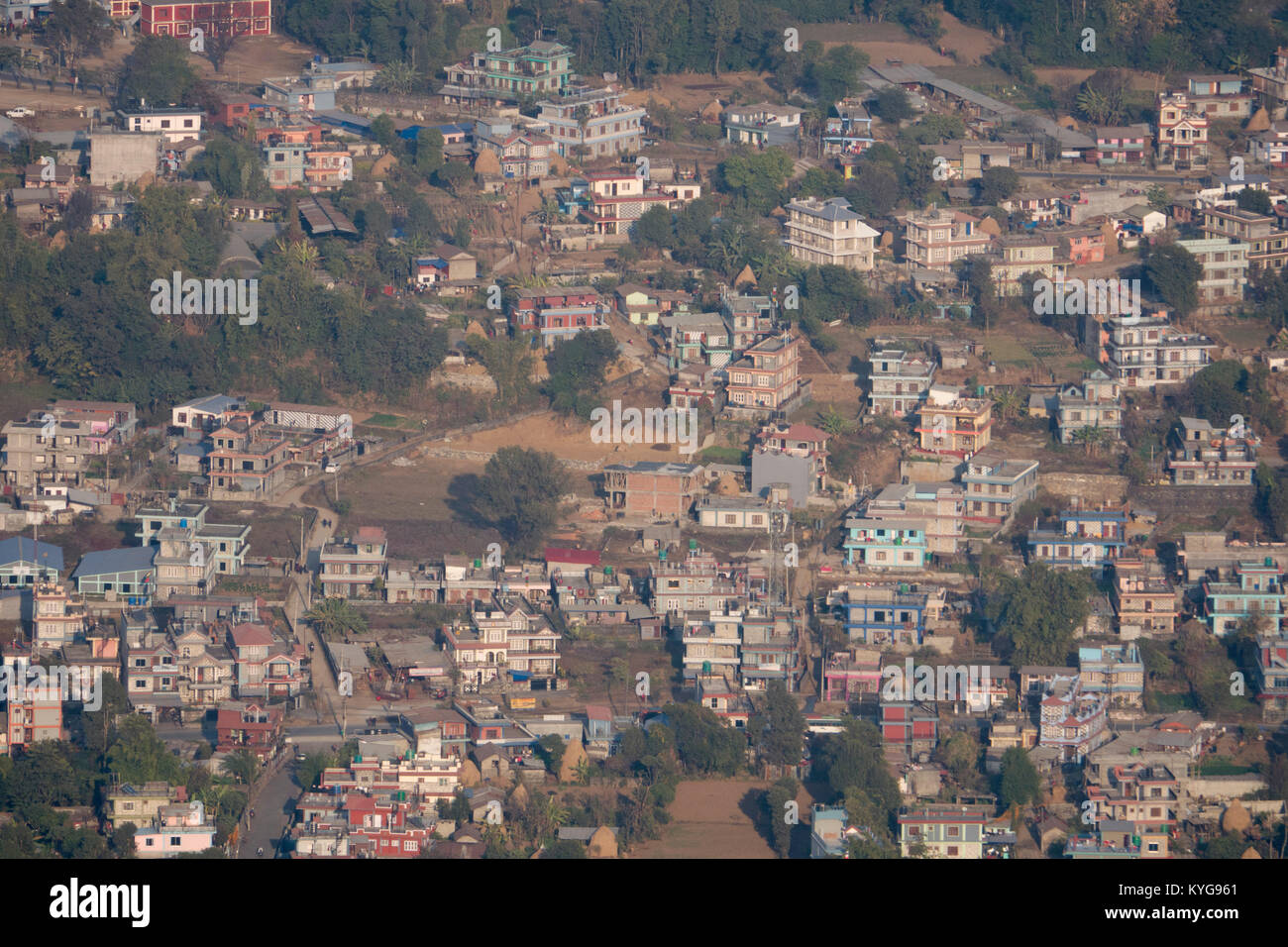 Ansicht der Vorstädte in den Seti Gandaki Schlucht in Pokhara, Nepal Stockfoto