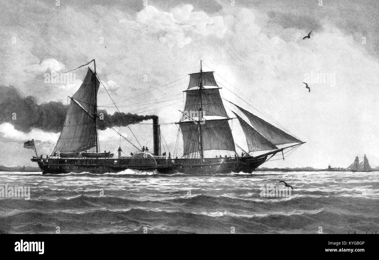 Die Radkorvette der königliche Ernst August war ein bedeutendes Kriegsschiff der Deutschen Reichsflotte, das Mitte des 19. Jahrhunderts diente. Sie spielte während ihrer Zeit eine wichtige Rolle bei den Marineoperationen, was die Fähigkeiten der damaligen Zeit widerspiegelte. Stockfoto Die Radkorvette der königliche Ernst August war ein bedeutendes Kriegsschiff der Deutschen Reichsflotte, das Mitte des 19. Jahrhunderts diente. Sie spielte während ihrer Zeit eine wichtige Rolle bei den Marineoperationen, was die Fähigkeiten der damaligen Zeit widerspiegelte. Stockfoto