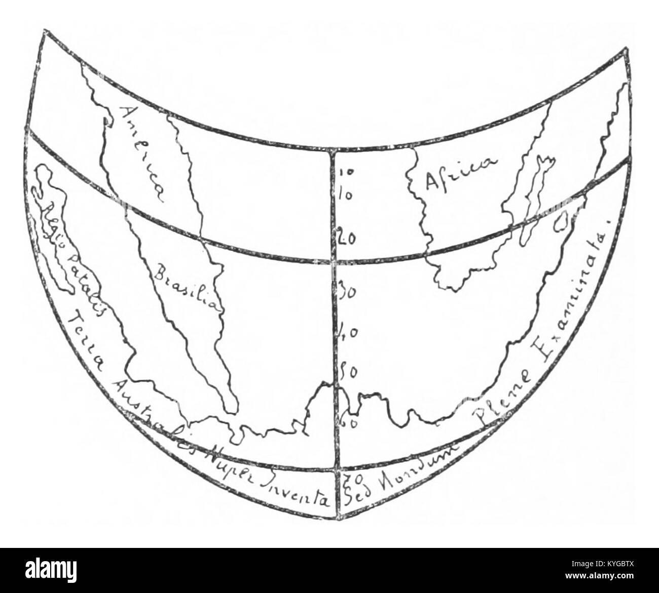 Die Weltkarte von Finé 1536 zeigt La Terre Australe, eine frühe Darstellung des südlichen Kontinents, auf die Rainaud 1893 Bezug nimmt Stockfoto