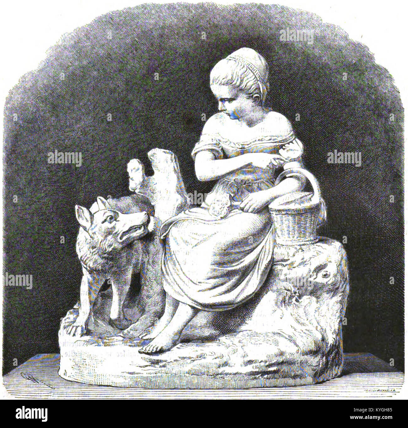 Rotköppchen von Emil Cauer, 1867 geschaffen, ist eine Skulptur aus dem 19. Jahrhundert, die den Märchencharakter darstellt. Das Werk betont Bewegung und Ausdruck, die charakteristisch für Cauers Stil sind. Stockfoto