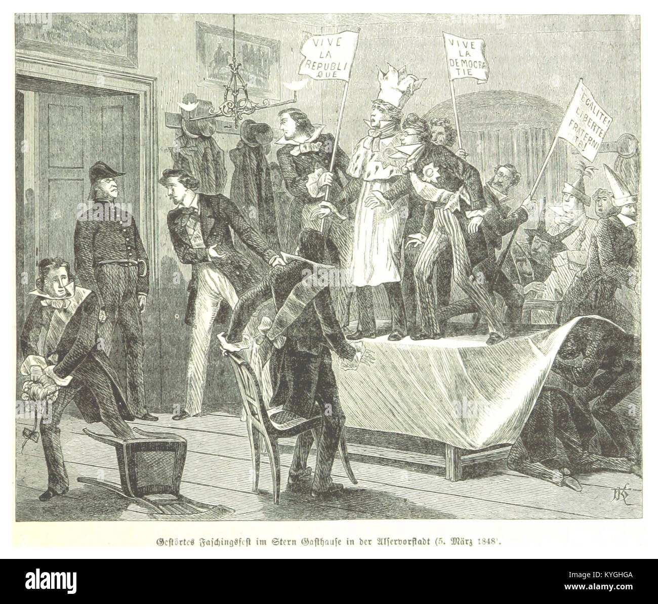 RS(1872) p1.0053 Gestörtes Faschingsfest Im Gasthaus STERN, Alservorstadt, 05.03.1848 Stockfoto