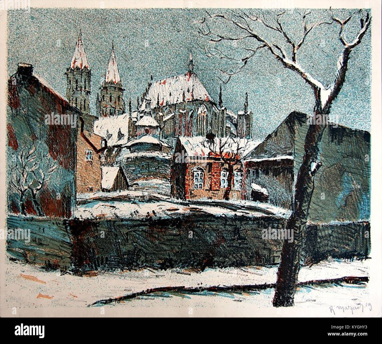 Die 1919 erbaute Kirche St. Bartholomäus in Kolín, Tschechische Republik, ist ein Beispiel für religiöse Architektur des frühen 20. Jahrhunderts mit einem von Rudolf Mazuch dokumentierten Stil. Stockfoto