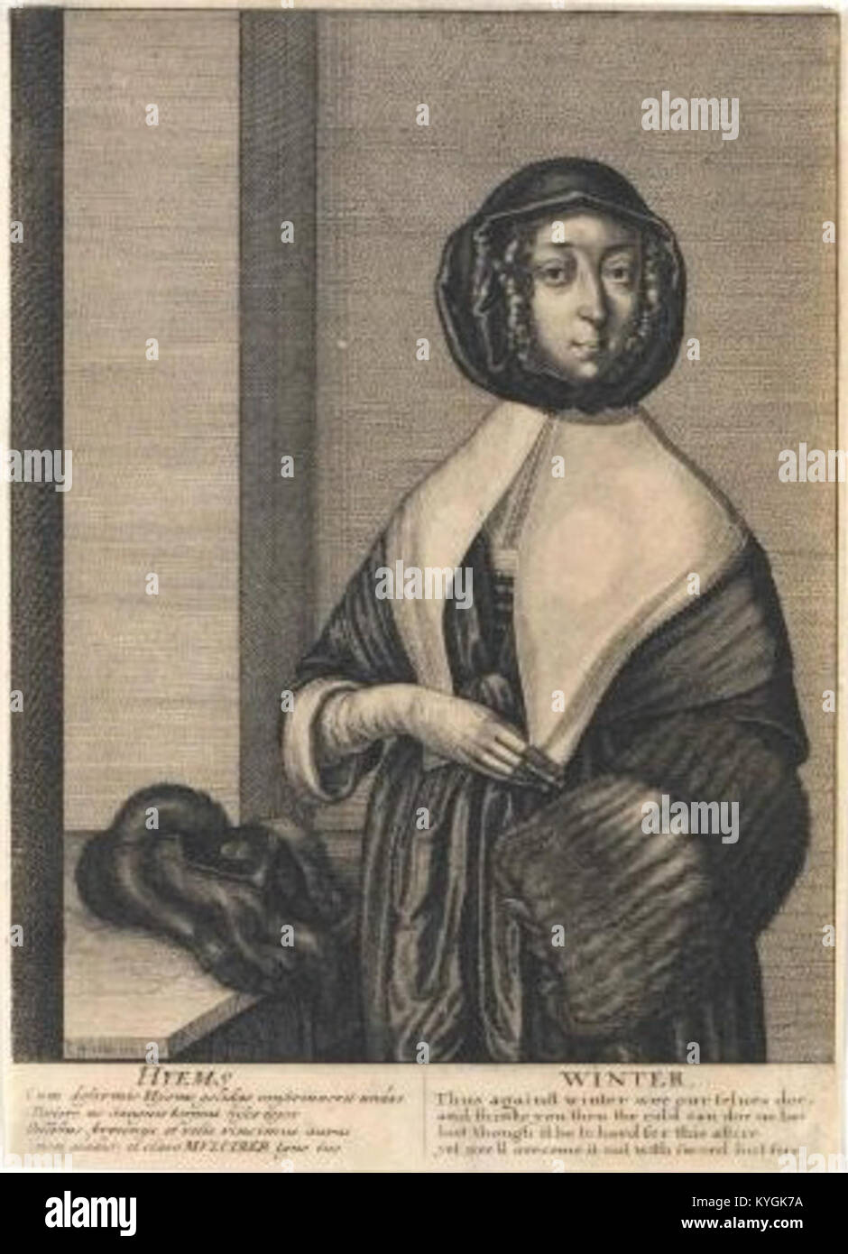 „Zima“ (Winter) von Vaclav Hollar aus der Serie „Four Seasons“ zeigt Winterlandschaften mit halbfigurativen Formen und unterstreicht Hollar saisonalen künstlerischen Ansatz. Stockfoto