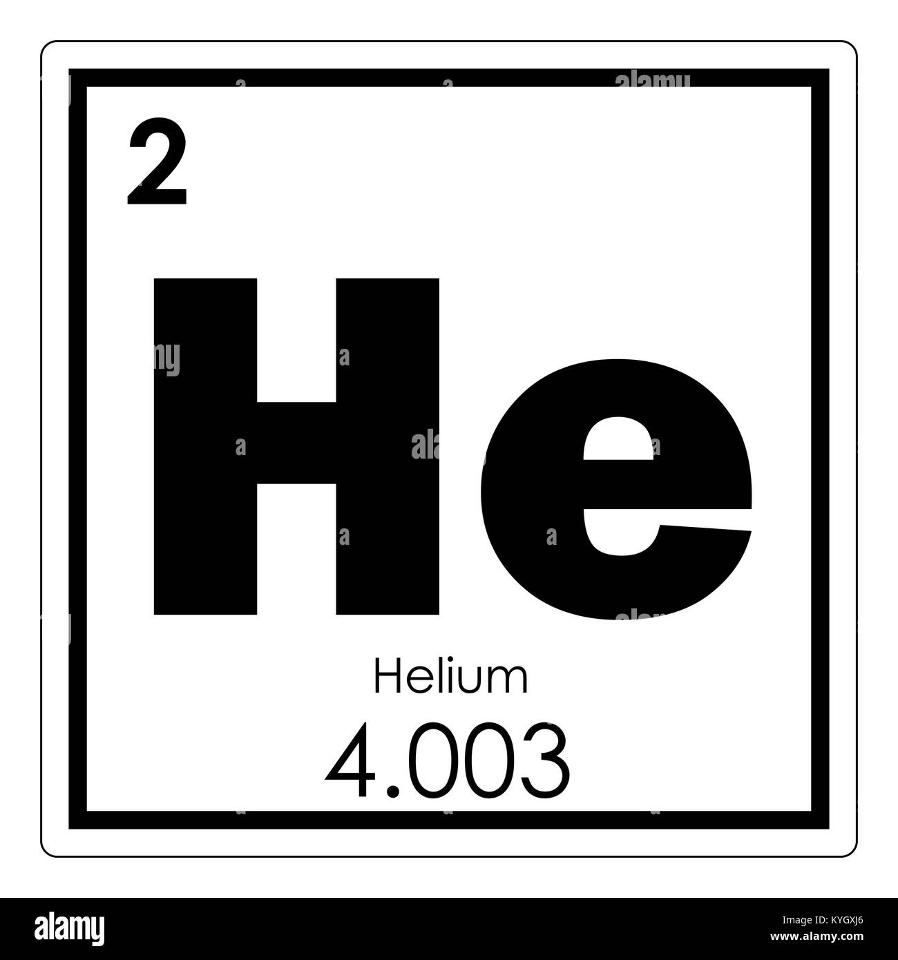 Helium chemische Element Periodensystem Wissenschaft Symbol Stockfoto