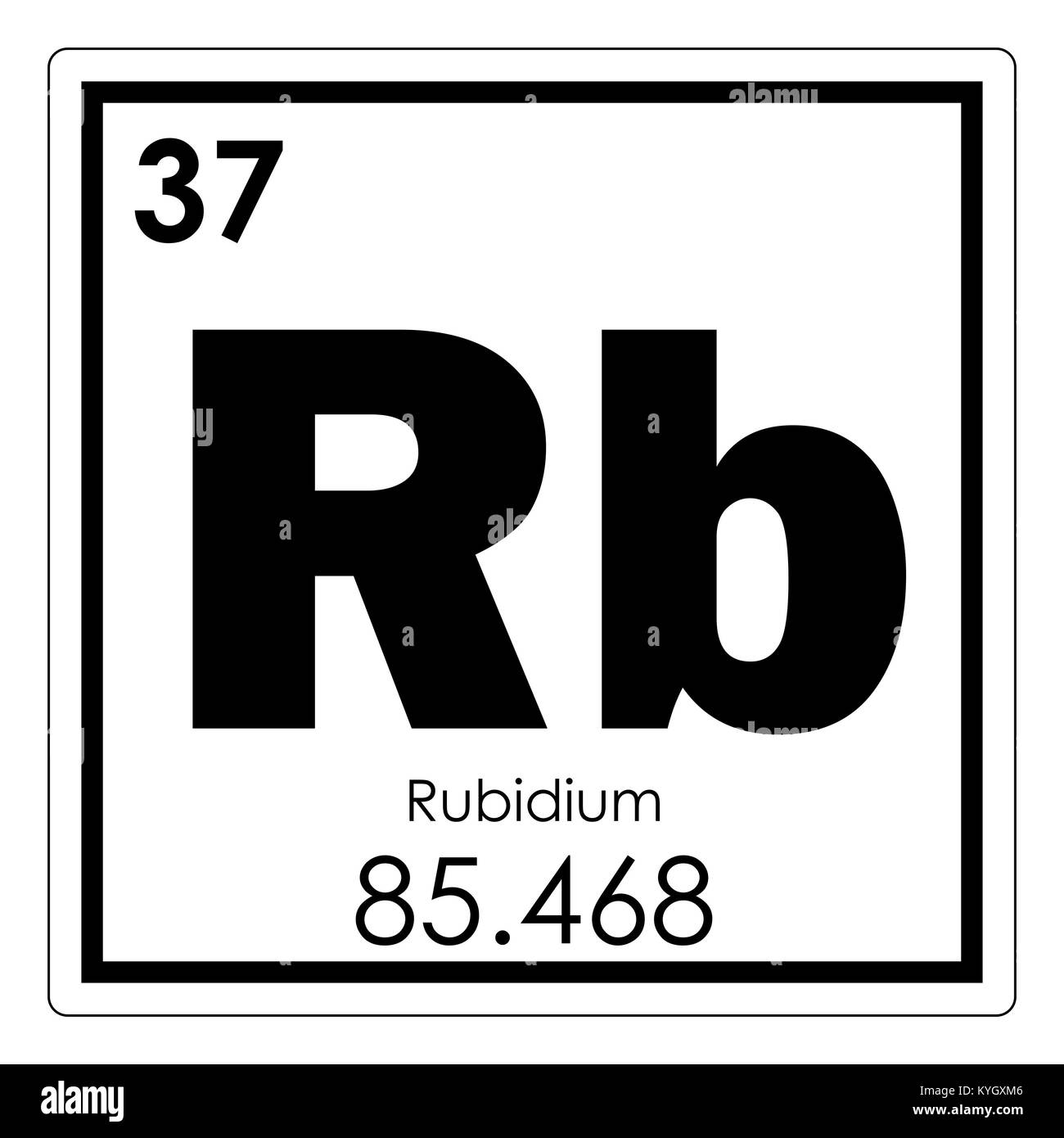 Rubidium chemische Element Periodensystem Wissenschaft Symbol Stockfoto