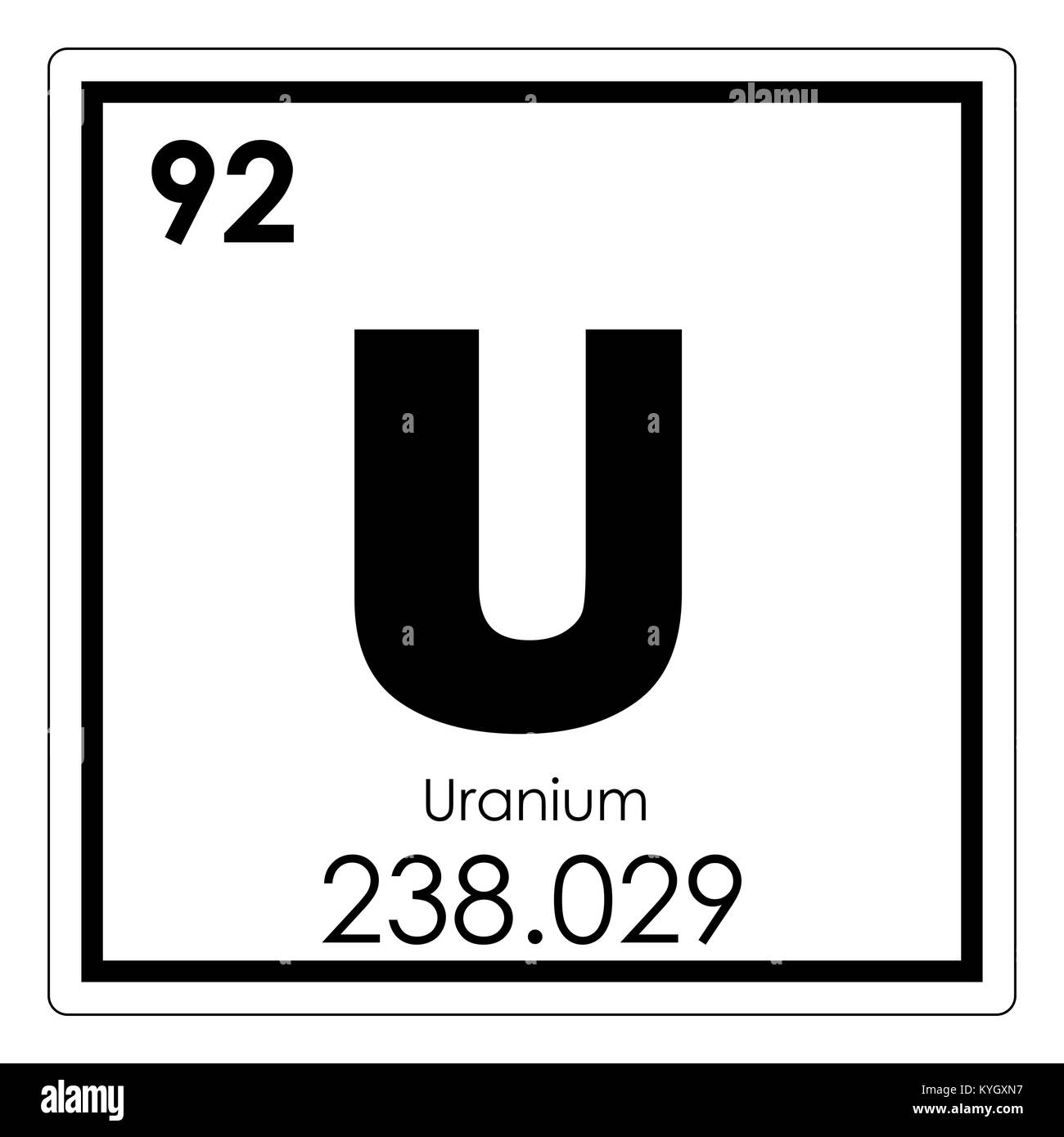 Uran chemisches Element Periodensystem Wissenschaft Symbol Stockfotografie Alamy