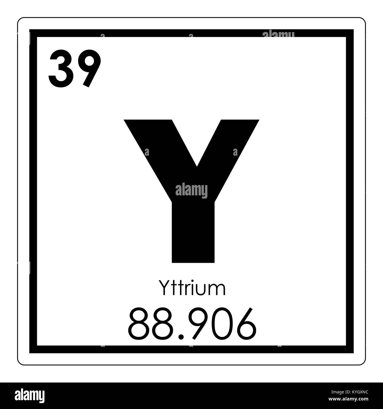 Yttrium chemische Element Periodensystem Wissenschaft Symbol Stockfoto