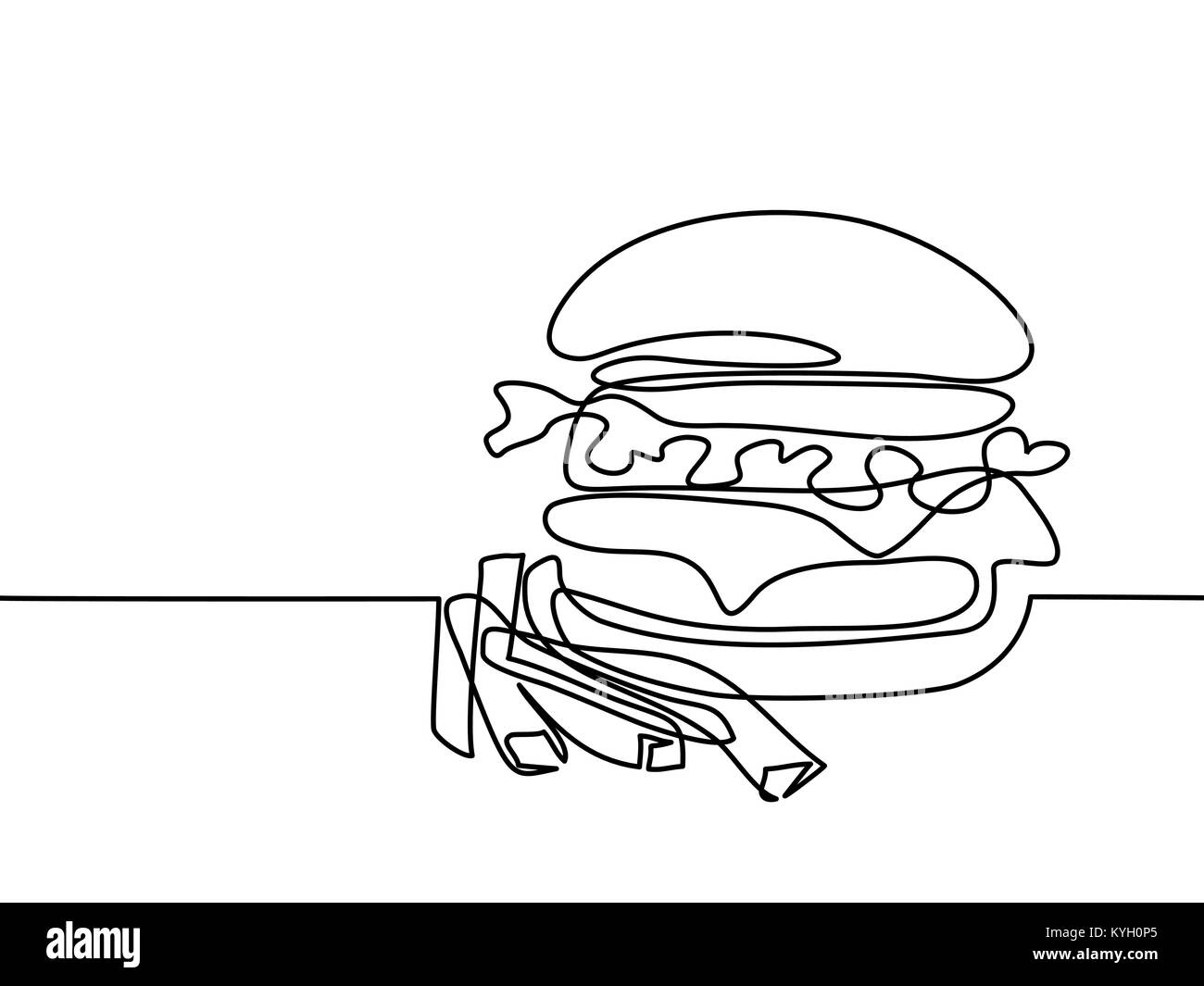 Große Hamburger mit Pommes frites Stock Vektor