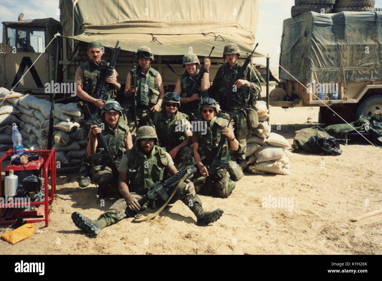 Soldaten des 1.batallion der Kentucky's National Guard, 623Rd Feldartillerie eingesetzt, um den Persischen Golf bei der Operation Desert Storm, Jan-April, 1991. (Kentucky National Guard historisches Foto) Stockfoto