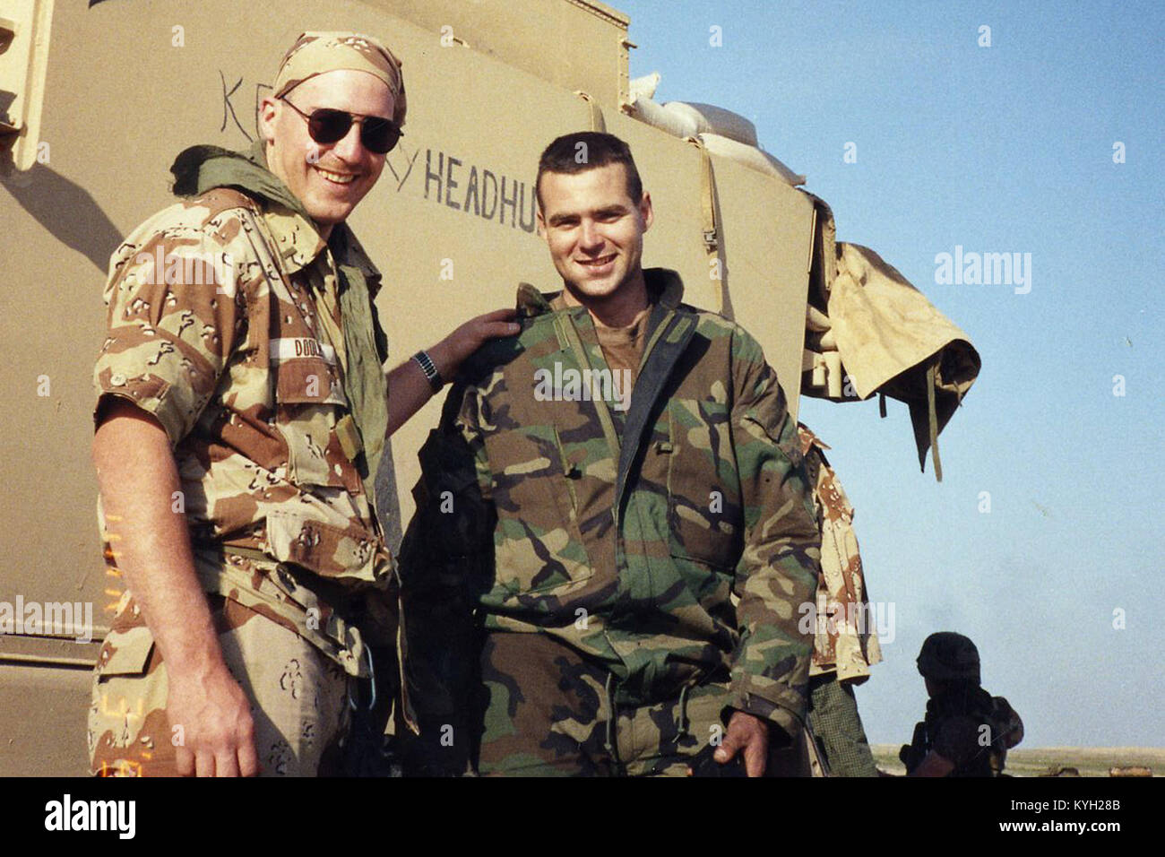 Soldaten des 1.batallion der Kentucky's National Guard, 623Rd Feldartillerie eingesetzt, um den Persischen Golf bei der Operation Desert Storm, Jan-April, 1991. (Kentucky National Guard historisches Foto) Stockfoto