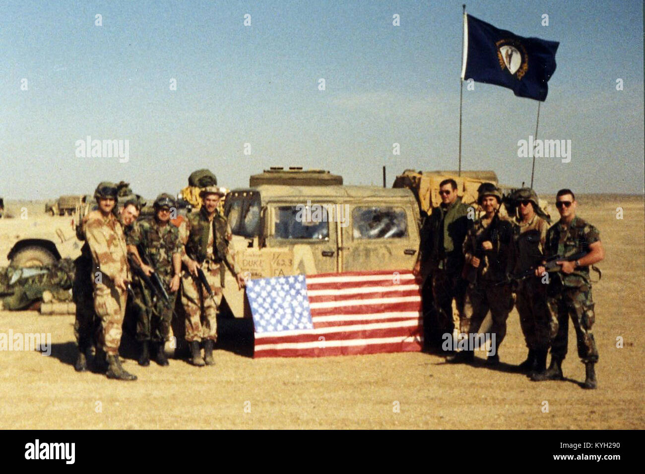 Soldaten des 1.batallion der Kentucky's National Guard, 623Rd Feldartillerie eingesetzt, um den Persischen Golf bei der Operation Desert Storm, Jan-April, 1991. (Kentucky National Guard historisches Foto) Stockfoto