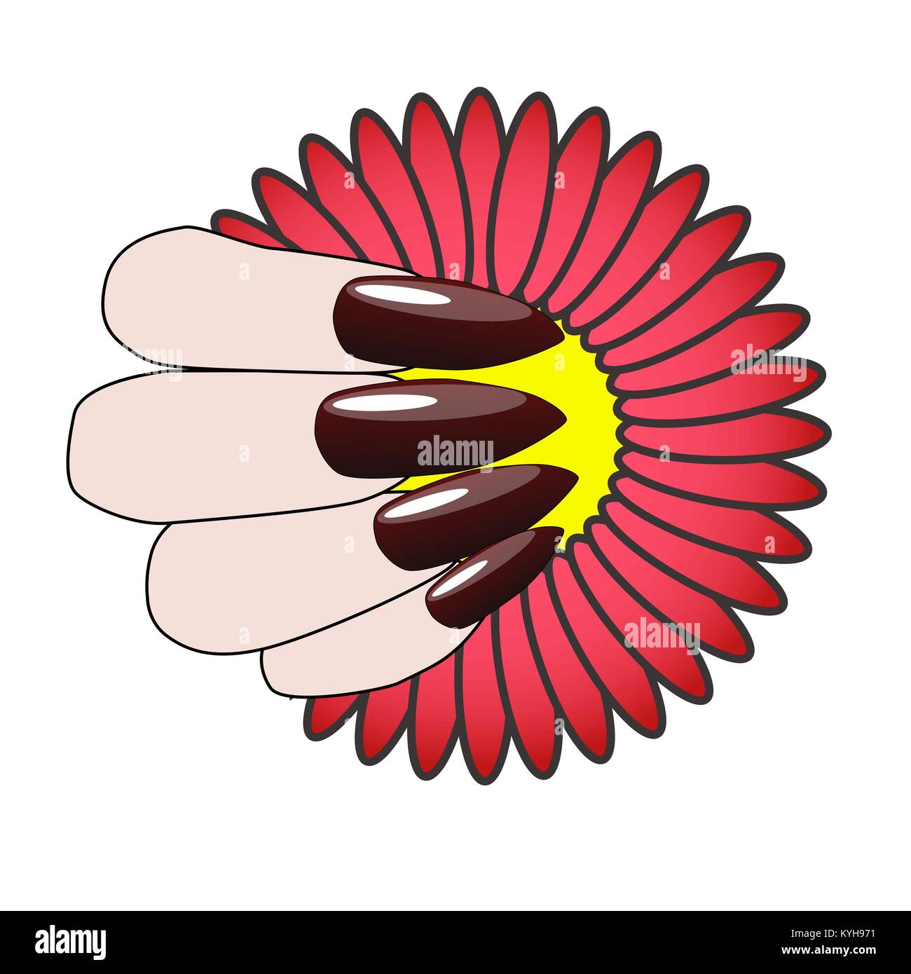 Frau hand mit schön Maniküre und Blume. Stock Vektor