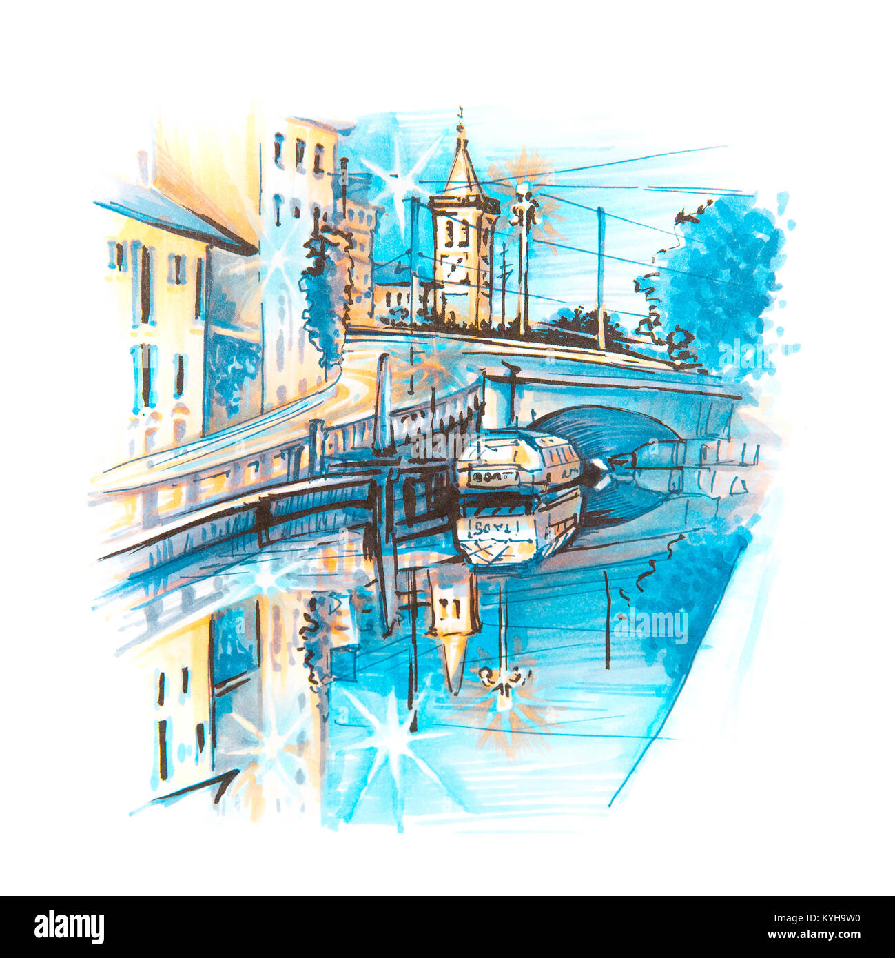 Kanal Naviglio Grande in Mailand, Lombardei, Italien Stockfoto