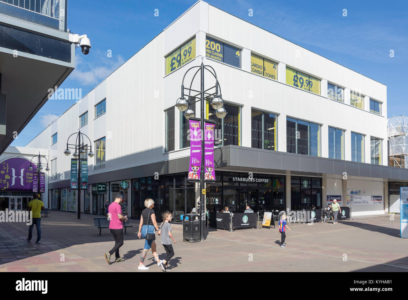 Starbucks Coffee Shop, der Harvey Einkaufszentrum, Harlow, Essex, England, Vereinigtes Königreich Stockfoto