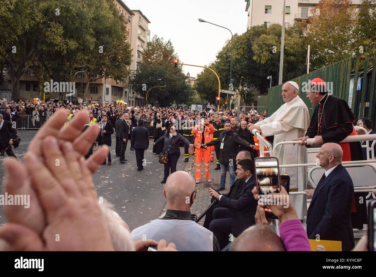 Papst Franziskus Pastoralbesuch in Florenz am 10. November 2015 Für den 5. Nationalen Kongress der Italienischen Bischofskonferenz Stockfoto