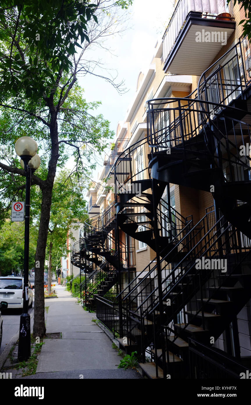 Außerhalb Spindeltreppe in der Hochebene Nachbarschaft von Montreal in Kanada. Stockfoto