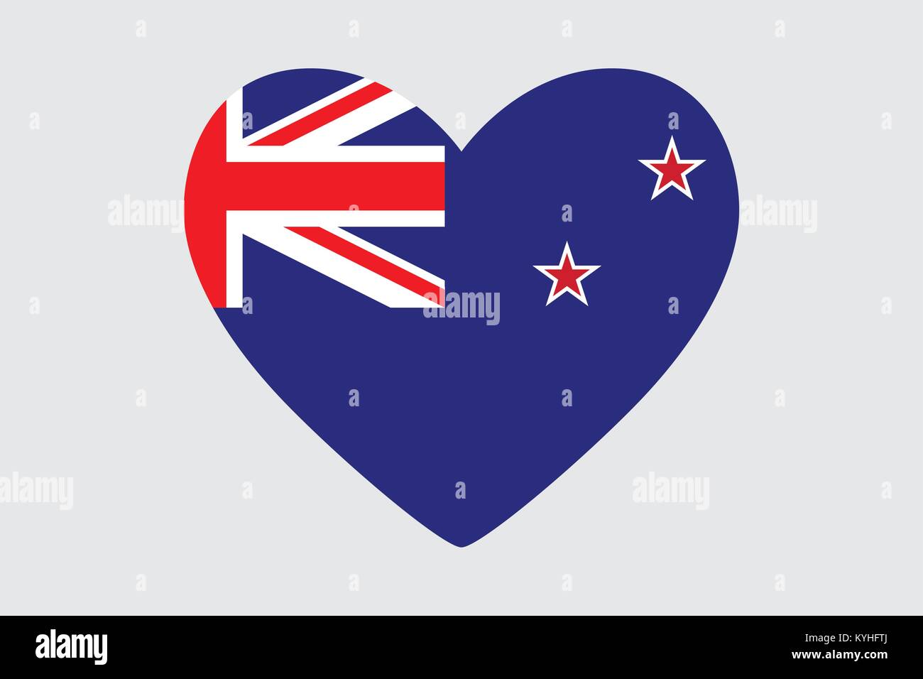 Herzen in den Farben der Neuseeländischen Flagge, Vektor Stock Vektor
