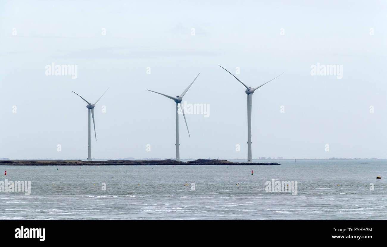Meer wind Motoren in Zeeland, eine Provinz in den Niederlanden Stockfoto