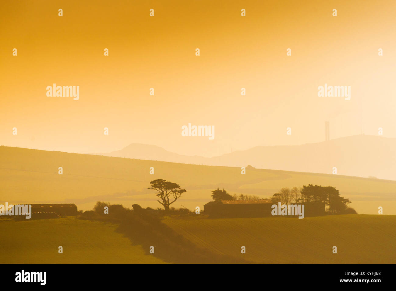 Am frühen Morgen Sonnenaufgang über Cornwall. Stockfoto