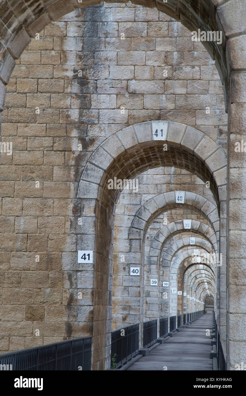 Frankreich, Haute-Marne (52), Chaumont, viaduc Ferroviaire et piétonnier de Chaumont du XIXe siècle // Frankreich, Haute-Marne, Chaumont, Chaumont Eisenbahn ein Stockfoto