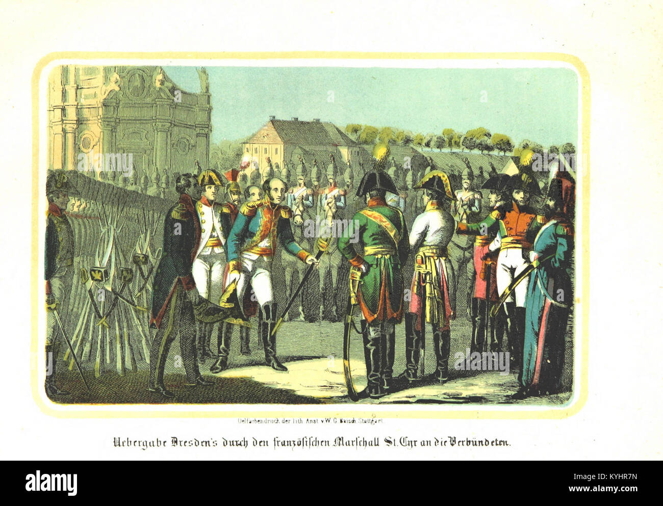 Sachse 1750 bis 1850 pg 207 Übergabe Dresdens durch den französischen Marschall St. Cyr einen Verbündeten Sterben 12. November 1813 Stockfoto