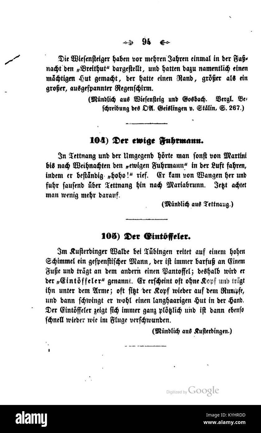 Meiers „Sagen Sitten Gebräuche“ von 1852 präsentiert deutsche Volkskunde, traditionelle Bräuche und gesellschaftliche Praktiken aus dem 19. Jahrhundert. Stockfoto