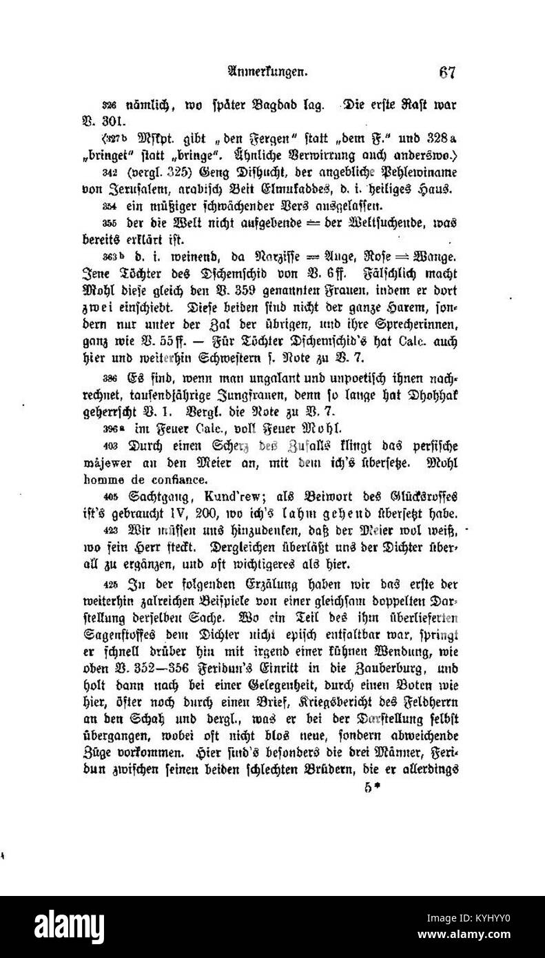Dieses Bild zeigt eine beleuchtete Manuskript des Shahnameh (Buch der Könige), ein episches persisches Gedicht mit illustrierter Seite 119 von Richard Rückert, das historische und mythologische Ereignisse Persiens darstellt. Stockfoto