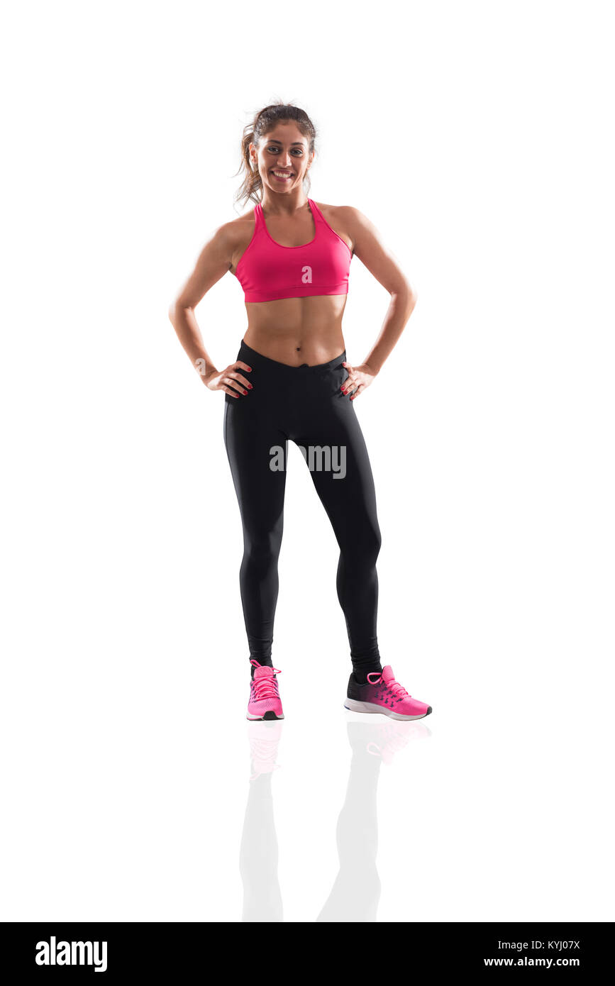 Bestimmt Mädchen im Fitnessstudio Fitness Lektion bereit Stockfoto