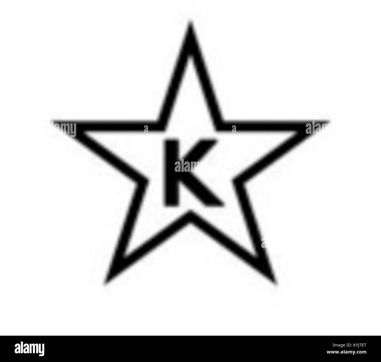 Star-K (klein) ist ein Zertifizierungszeichen, das angibt, dass ein Produkt den koscheren Ernährungsgesetzen entspricht, die bei der Etikettierung und Zertifizierung von Lebensmitteln verwendet werden. Stockfoto