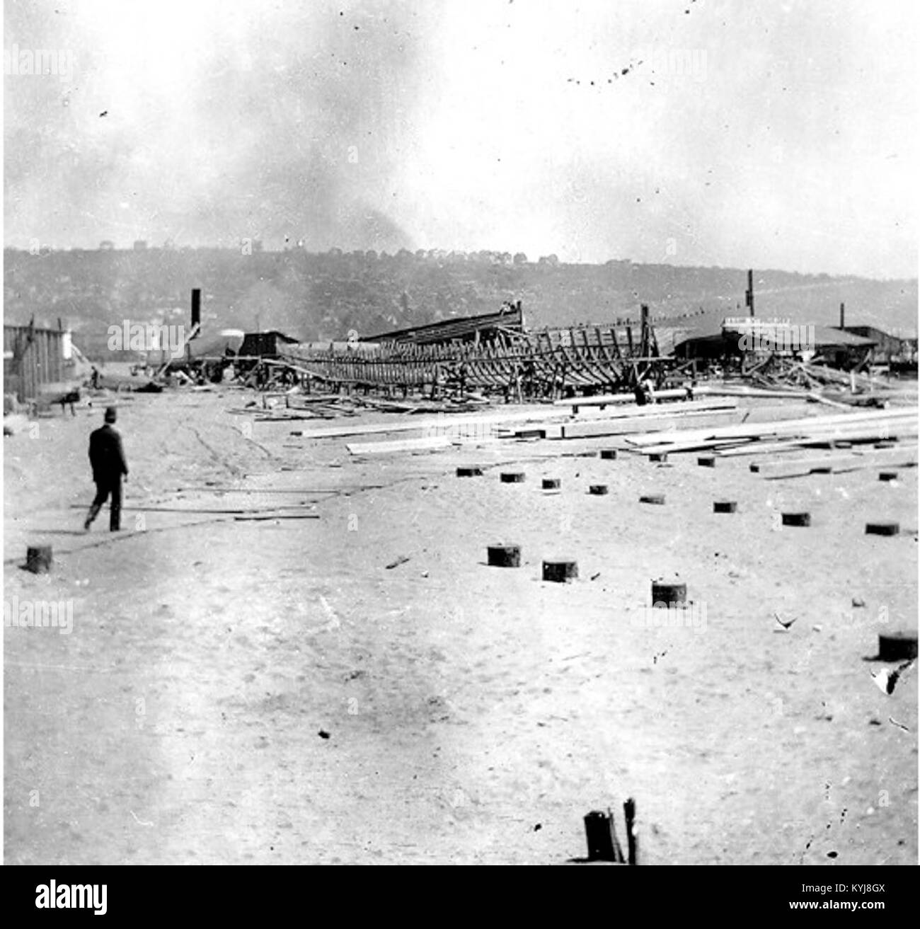 Dampfschiffe für den Klondike im Bau, Moran Brüder Werften, Seattle, Washington, August 1898 (KIEHL 189) Stockfoto
