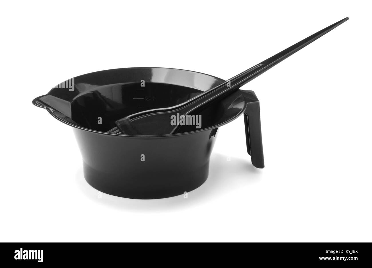 Haare färben auf weißem Hintergrund Stockfoto