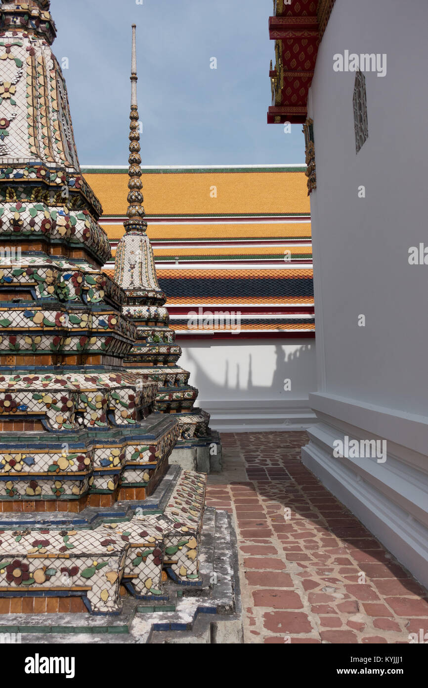 Bangkok Thailand, Architekturdetails des Wat Pho Tempelkomplexes. Stockfoto