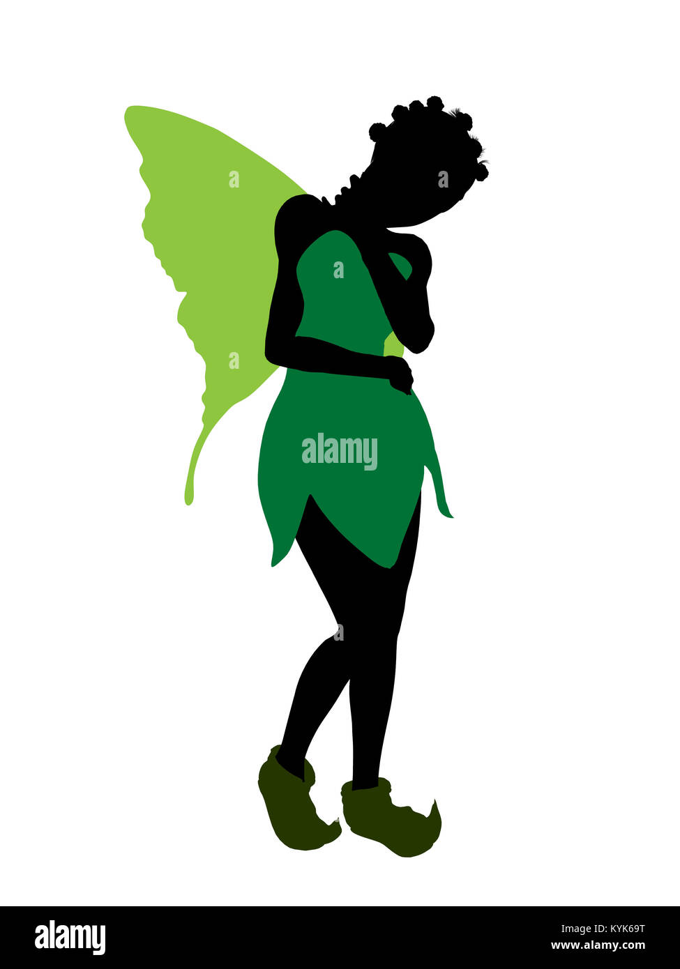 Tinker Bell Abbildung Silhouette auf weißem Hintergrund Stockfoto