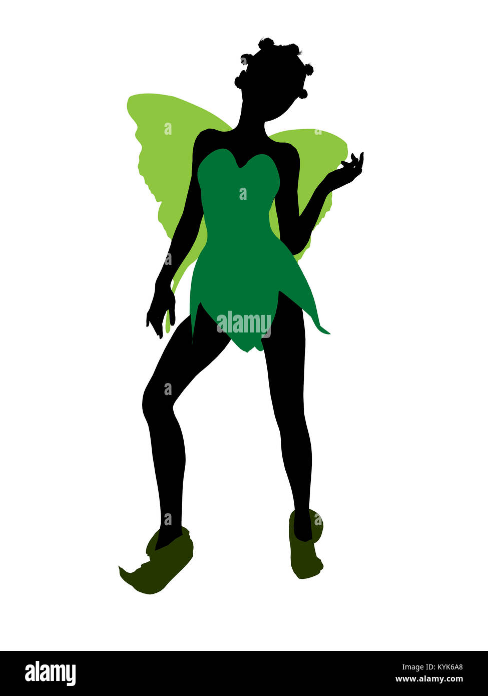 Tinker Bell Abbildung Silhouette auf weißem Hintergrund Stockfoto